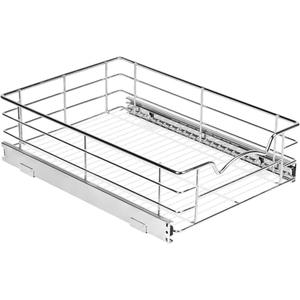 HOLDN’ STORAGE Pull Out Cabinet Organizer, Individual Sliding Drawers - Heavy Duty Metal - Anti Rust Chrome Finish (Single Tier, 14" W)