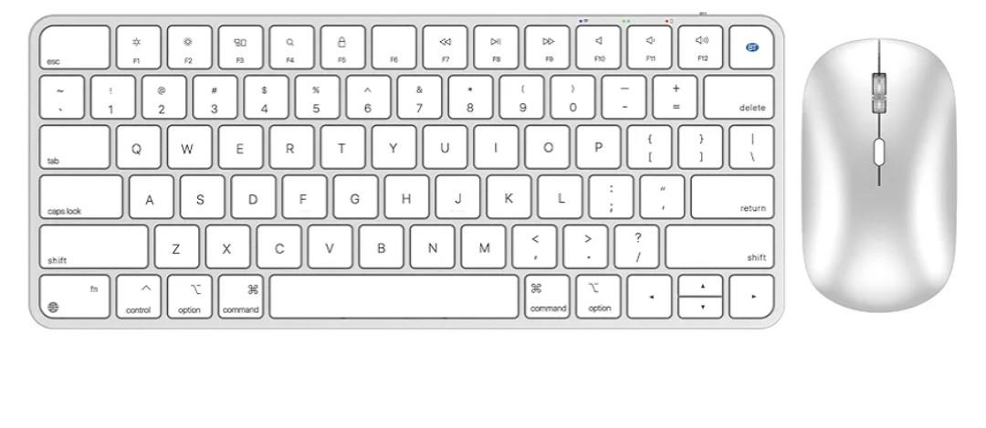 Bluetooth Keyboard and Mouse for Mac, Rechargeable, Mini Size, Ultra Slim, Quiet Typing, 4 Level DPI, Wireless Keyboard and Mouse Compatible with Mac, iPad, iPhone, MacBook Air/Pro, White