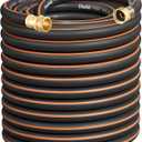 Heavy Duty Garden Hose 100 ft x 5/8", 5-Layer Hybrid Water Hose
Anti-Kink Swivel Brass Male to Female Fittings, 1000 PSI Burst, Weather Resistant for Lawn, Backyard, Black & Orange