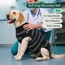 Kuoser Dog Surgery Recovery Suit, Soft Breathable Dog Recovery Suit for Female Spay Male Nueuter, Anti Licking Puppy Onesie Pet Surgical Suit for Dogs Abdominal Wounds Skin Disease, Black Strips XS