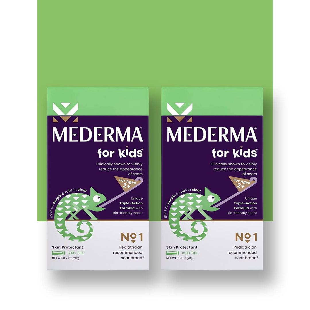 Mederma Scar Gel for Kids; Reduces the Appearance of Old and New Scars from Cuts, Burns, Surgery; Goes on Purple and Rubs in Clear; Grape Scented; Ages 2+, 40g (2 x 20g) (Twin Pack)
