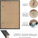 16x24 Solid Wood Poster Frame, Natural Wood Picture Frame with Paper Mat, Display picture 12x18 with mat or 16x24 without Mat, Set of 2 Black Picture Frame