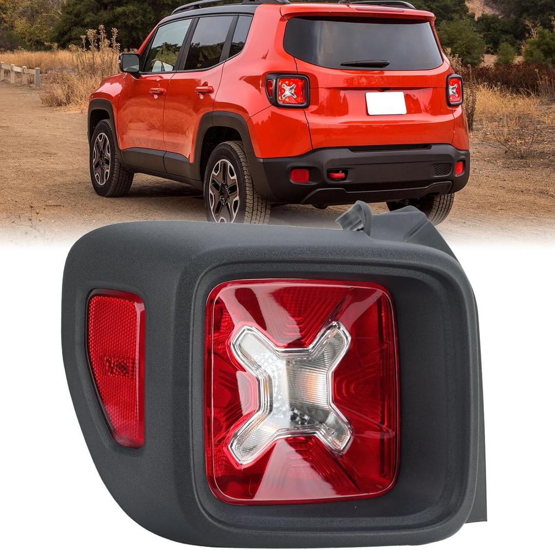 Tail Light Compatible with 2015-2022 Jeep Renegade Black Bezel Taillight Rear Lamp Replaces 68429903AA CH2800209 (Left Driver Side)