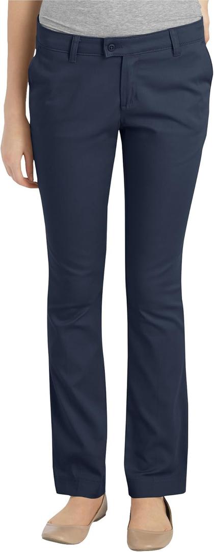 Dickies womens Juniors Plus Size Slim Straight Stretch Pant (7, Dark Navy)