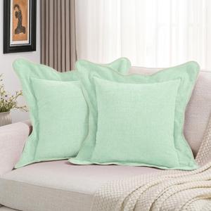 FUTEI Pack of 2 Chenille Throw Pillow Covers 20x20 Inch, Aqua