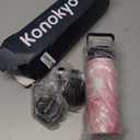 18 oz Insulated Water Bottle Stainless Steel Sport Bottles with 3 Lids,Marble Blossom
