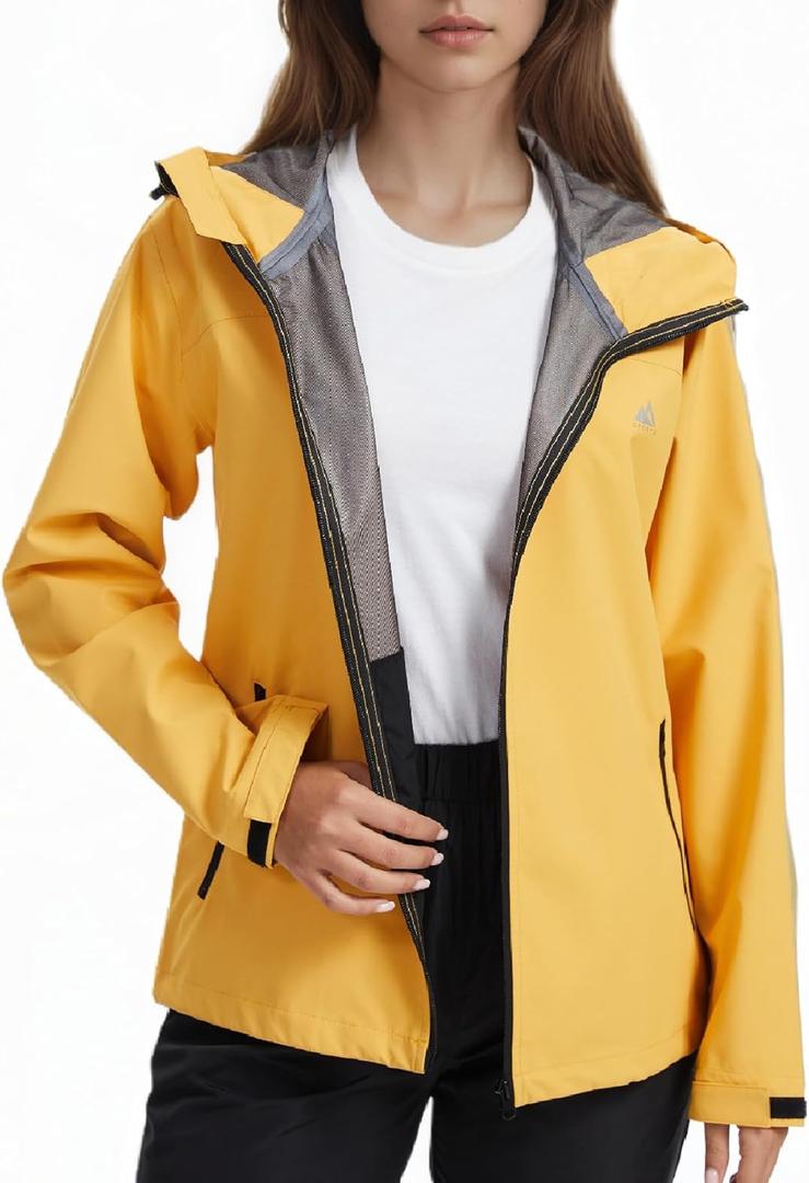 LAZAWG Rain Jacket Women Rain Coat with Hood Lightweight Breathable Waterproof Raincoat for Hiking Outdoor Travel, XL