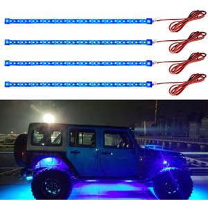 YM E-Bright Blue Led Strip Lights for Cars, 30CM Waterproof Car Underglow Lights Motorcycles Golf Cart Boat Decoration Led Interior Exterior Lights Strip,DC-12V,Pack of 4