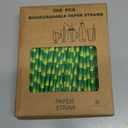 Bamboo Print Biodegradable Drinking Paper Straws for Party Box of 100