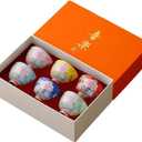 ZPGXLRZ 6Pcs Chinese Ceramic Tea Cup Set, Japanese Tea Cups with 6 Elegant Flower and Bird Pattern Colors, Gift Box Packaging