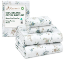 RUVANTI 100% Organic Cotton Sheets Queen Size, Percale Weave, GOTS Certified, 4-Piece Set, Deep Pocket 15", Crisp & Breathable, Soft Durable Bedding, Sábanas Algodón Orgánico – Halcyon