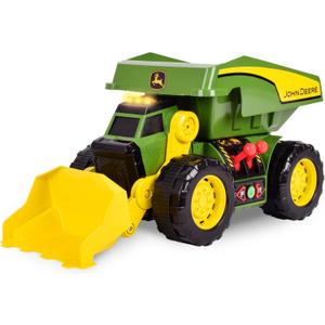 John Deere 18" Motorized Dig Rig: 2-in-1 Toy Dump Truck & Front Loader with Realistic Lights & Sounds, Dual Joystick - Kids 3+, Extra Large