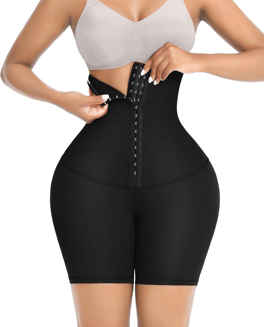 FeelinGirl Shapewear for Women Tummy Control High Waist Body Shaper Shorts Waist Trainer Girdle Thigh Slimming Panties (Small, Black)