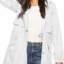 Avoogue Womens Raincoats Waterproof Cinch Waist Breathable All Weather Jacket Long (XX-Large, White)
