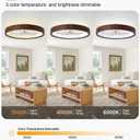 24" Low Profile Flush Mount Wood Fandelier Ceiling Fan with Light