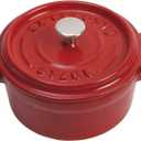 Staub Cast Iron Mini Round Cocotte, Dutch Oven, 0.25-quart, serves 1, Made in France, Cherry