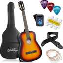 Ashthorpe 38-inch Beginner Acoustic Guitar Package (Sunburst), Basic Starter Kit w/Gig Bag, Strings, Strap, Tuner, Pitch Pipe, Picks