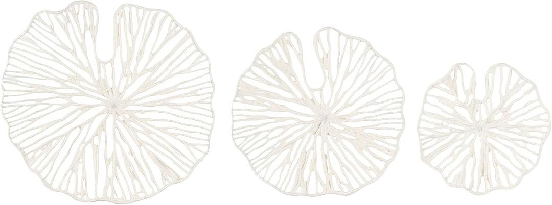 Creative Co-Op Handmade White Coral Shaped Paper & Metal Wall Dcor (Set of 3 Sizes)
