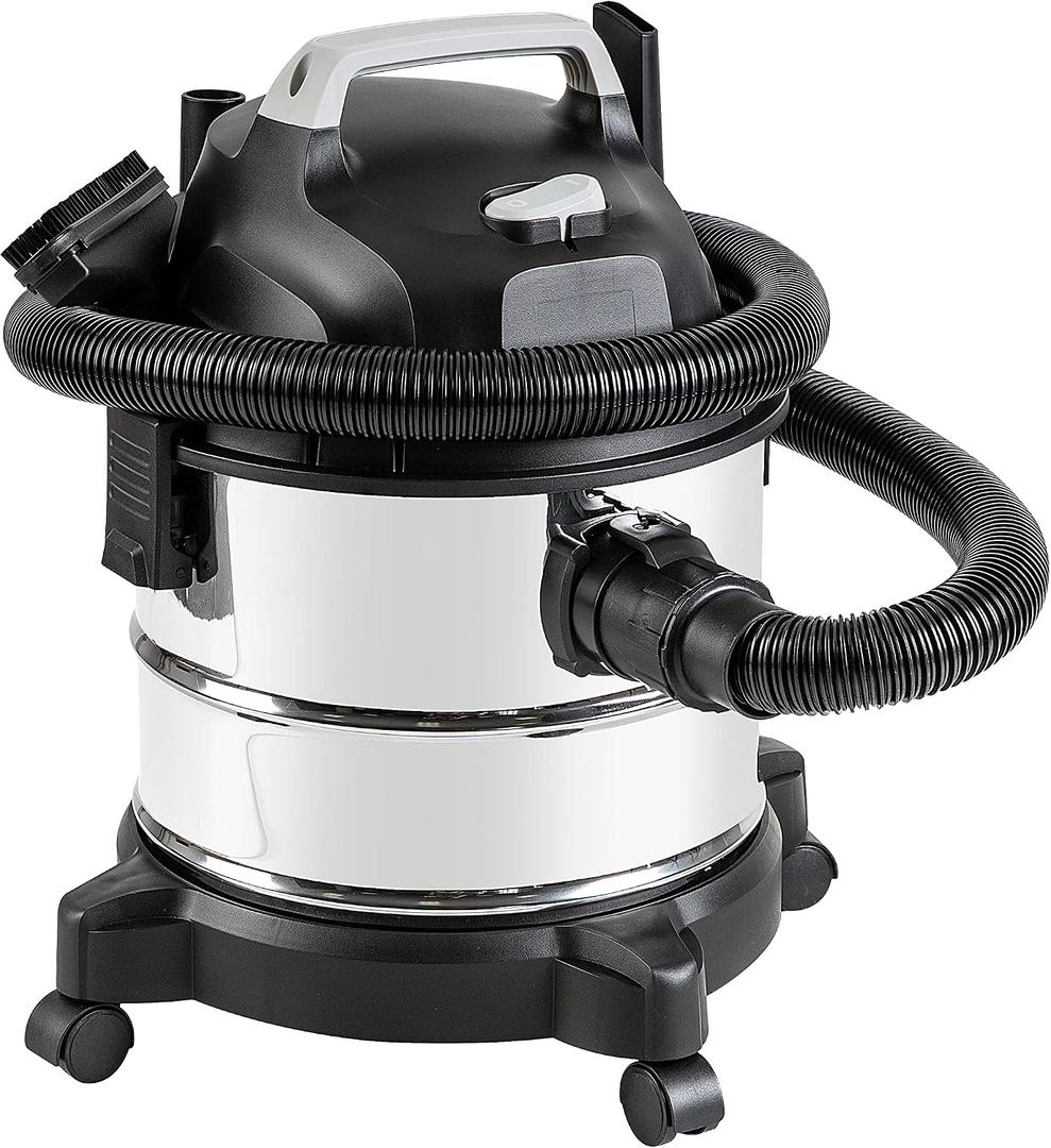 Amazon Basics Wet Dry Shop Vacuum Cleaner, 4 Gallon, 3 HP Stainless Steel, Grey/Black