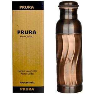 PRURA Black Wave Copper Water Bottle Pure Copper Vessel for Drinking - Drink More Water, Lower Your Sugar Intake And Enjoy the Benefits Immediately