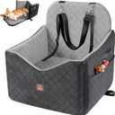 Dog Car Seats for Small/Medium Dogs, Puppy Car Seat with Thick Cushion, Detachable Washable Dog Carseat with Storage Pockets for Dogs Up to 35lbs (Grey)