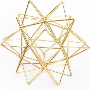 Metal Geometric Table Top Decor, 3D Metal Geometric Sculpture, Gold Abstract Sculpture for Home Decor, Table Art Decorations for Home, Living Room, Office, Bedroom