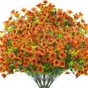 Grunyia Artificial Fake Flowers for Outdoor Spring Decoration, 16 Bundles Faux Silk Colorful Daisy UV Resistant Realistic for Outside Porch Patio Home Yard Garden Planters Pots Window Box (Orange)