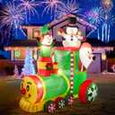 NIORSUN 6FT Train Inflatable Christmas Decorations Outdoor with LED Lights,Inflatable Santa Claus Train with Elf and Snowman,Giant Clearance Christmas Blow Ups Yard Decor for Indoor Outdoor Xmas Party