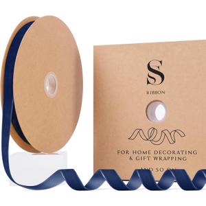 Navy Blue Christmas Velvet Ribbon for Tree, Gift Wrapping, Flower Bouquet, Wreath Decorations, Bow Making 5/8'', 25 Yards