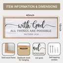 With God All Things are Possible Framed Wall Art, 40''15'' Black Positive Religious Rustic Bible Verse for Christian God Jesus Christ Prayer, Holy Horizontal Inspirational Catholic Scripture Decor