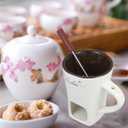 Garneck 2 Sets Chocolate Fondue Mugs: Ceramic Personal Melting Pot for Hot Chocolate Cheese Caramel Butter Porcelain Multifunctional Fondue Crucible Ideal Birthday & Wedding Gift for Family Friends