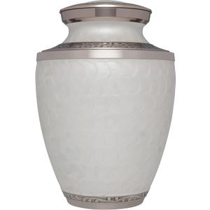 Liliane Memorials White Funeral Urn Cremation Urn for Human Ashes - Hand Made in Brass - Suitable for Cemetery Burial or Niche- Large Size fits Remains of Adults up to 200 lbs- Petals White Model