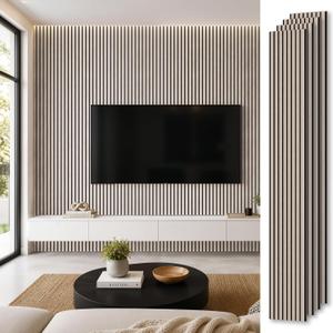 Acoustic Wood Slat Wall Panels, 106”H x 12.6”W, 4PCS, Walnut