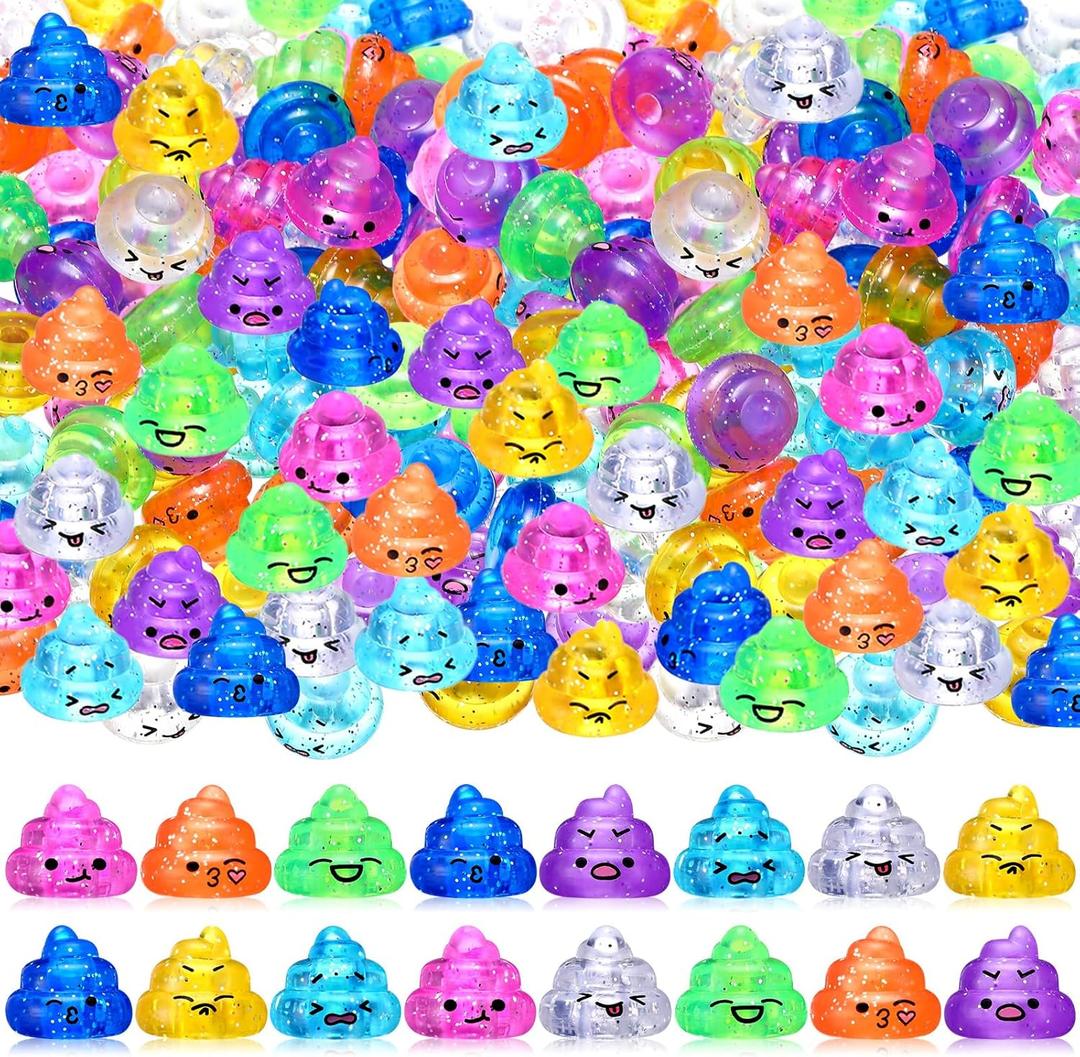 100 Pcs Unicorn Poop Toys Bulk Unicorn Party Favors Mini Glitter Expressions Fake Poop Toys Shimmering Rainbow Party Supplies for Prank Hide Seek Goodie Bags Vending Machine