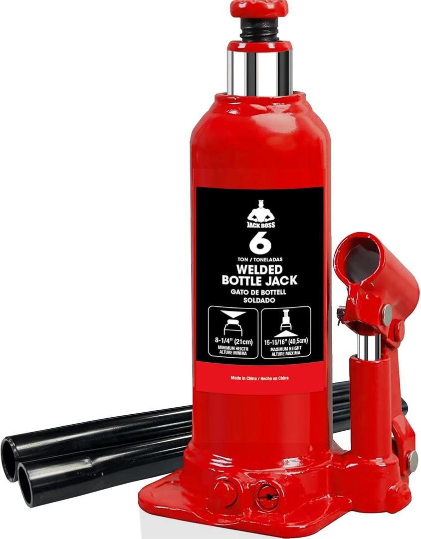 Jack Boss Bottle Jack 10 Ton (22, 000 LBs) Hydraulic Car Jack, Fit for Auto Truck Repair and House Lift, Red