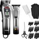 TCMKY Hair Clippers for Men, Professional Clippers and Trimmers Set, Cordless Clippers for Hair Cutting, Beard Trimmer, Barber Clippers, Rechargeable Electric Shaver (Silver)