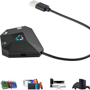 Keyboard and Mouse Adapter for Nintendo Switch/PS4/PS3/Xbox One/Xbox 360 Console Converter, Keyboard Mouse Adapter Support Mapping & Reset Button, Perfect for FPS, TPS, RPG, RTS Games