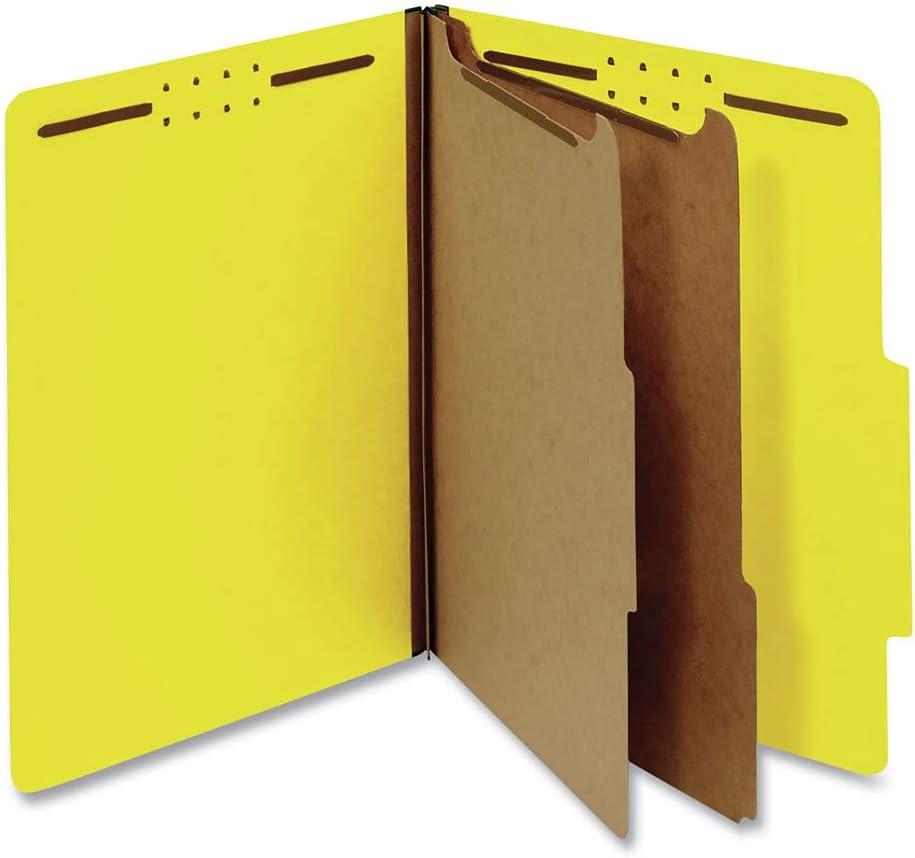 Universal Pressboard Classification Folders, Letter, Six-Section, Yellow, 10/Box (10304)