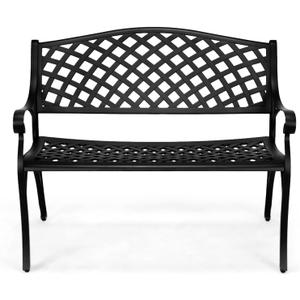 VINGLI 40.5" Patio Garden Bench,Anti- Rust Cast Iron Cast Aluminum Frame for Outdoor Path Yard Lawn Work Entryway Decor Deck (Black)
