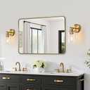 Zarbitta Set of 2 Wall Sconces for Bathroom, Brushed Gold Modern Vanity Lights with Clear Glass Shade,Bathroom Wall Lamp for Mirror Kitchen Living Room Hallway Cabinet Porch