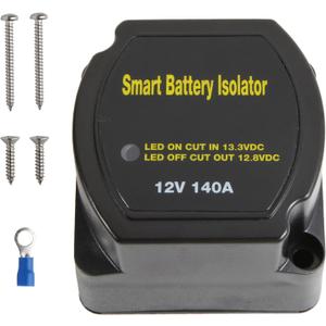12V 140Amp Dual Battery Isolator Battery Voltage Sensitive Relay VSR Smart Battery Isolator for ATV UTV Boat RV Trunk (Single)