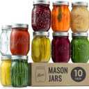 Paksh Novelty Mason Jars with Lids & Sealer - 5 Pack 16 Oz Regular Mouth Glass Canning Jars - Food Storage Container - Airtight Container for Pickling, Candles, Overnight Oats, Fruit Preserves