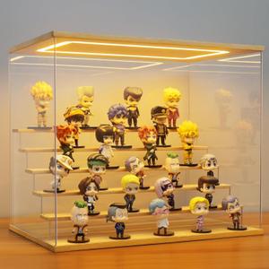Clear Acrylic Display Case with Light , 6 Tier Display Box Stand Assembly Dustproof Protection Showcase for Collectibles Action Figures (6 Tier L 19.7*12.6*16.5in503242cm)