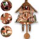 STRONGBERRY Brown Handcrafted Cuckoo Wall Clock with Silent Movement, with Pendulum and Chiming Function, Classic Vintage Wooden Design, 18.11 x 9.84 x 3.94 inches, Newly Wood Decorative Wall Clock