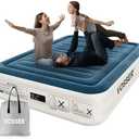 VOSSER Queen Air Mattress with Built-in Pump,18''Fast & Easy Inflation/Deflation Inflatable Mattress, Foldable Blow Up Mattress with Storage Bag, Inflatable Bed for Home, Camping & Guests