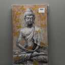 Yelash Buddha Statue Picture Decor Wall Art Canvas Painting Buddhism Sitting Zen with Gold Butterfly for Bedroom 16x32