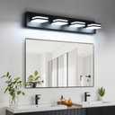360 Rotate LED Dimmable Bathroom Vanity Light Fixtures, 1600LM Acrylic Matte Black Vanity Lights for Bathroom, Modern Wall Lighting Fixtures Over Mirror Kitchen Living (Natural White Light 5000K)