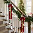 Moxweyeni 2 Sets Christmas Cow Bells with Velvet Bow 18.5 Inch Vintage Bells with Jute Hanging Rope Rustic Gold Ornaments for Wreath Teardrop Swags Wall Door Decoration(Ball)