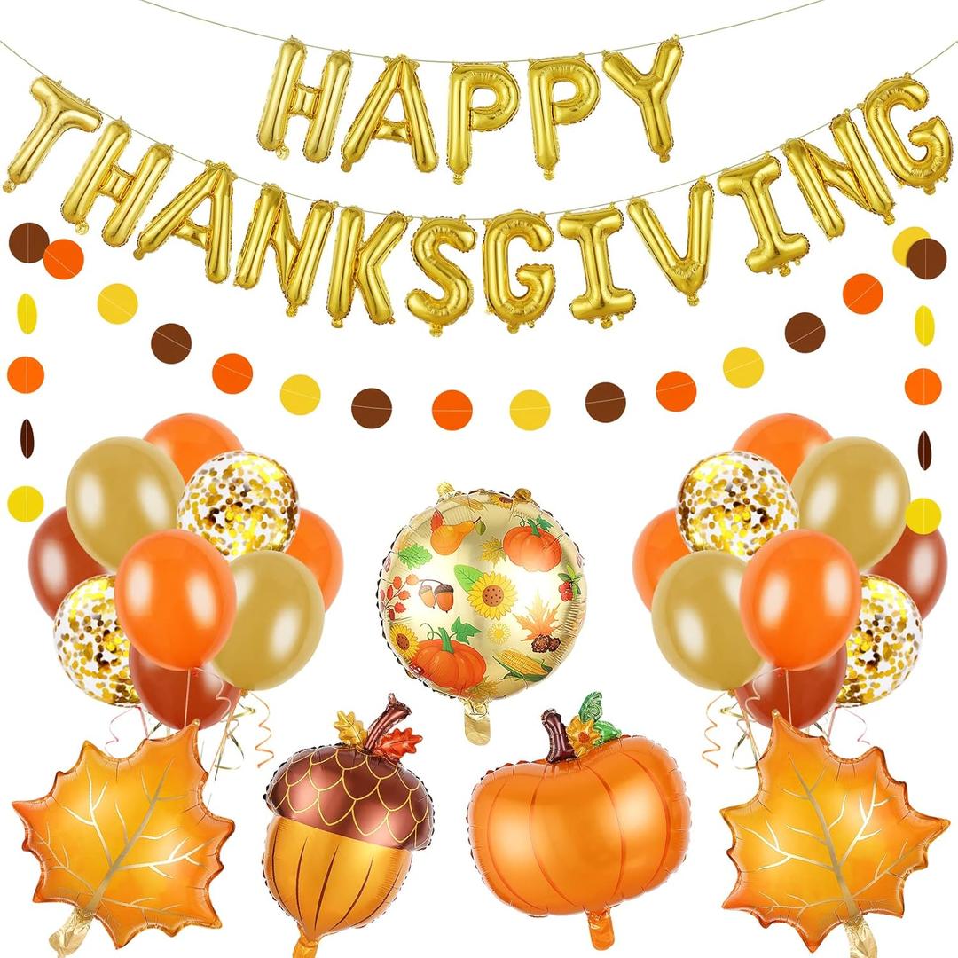 Gold Happy Thanksgiving Foil Balloons Letters Happy Thanksgiving Balloons Banner for Friendsgiving thanksgiving Party Decorations