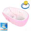 Inflatable Baby Bathtub, Collapsible Safe Baby Bath Tub, Portable Travel Shower Basin with Built-in Air Pump, Newborn to Toddler Bath Tub, Deflates and Folds Easily, Non-Slip (Pink)